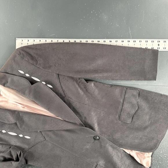 VTG Pagano West Blazer Womens 6 Gray Pink Diamond Yokes Poly Suede NWT USA - Picture 8 of 10